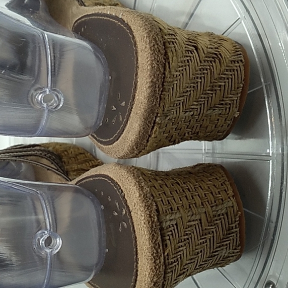 Vintage 1990s Y2K Mudd square toe chunky mule wedges 9M - Picture 3 of 9